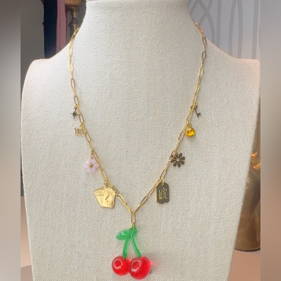 LoveLee Jewelry - Cherry dreamzzz 🍒 charm necklace! 18kt gold plated 18.5” chain